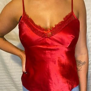 Red silky 90s y2k slip tank